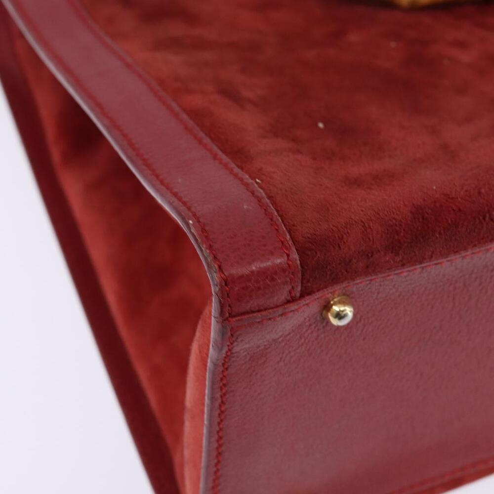 GUCCI Bamboo Hand Bag Leather Suede Red Gold 002 0260 2615 Auth 148239 - Picture 15 of 16
